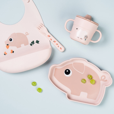 Done by Deer Śliniak Silikonowy z Kieszonką Świnka Pigee Powder