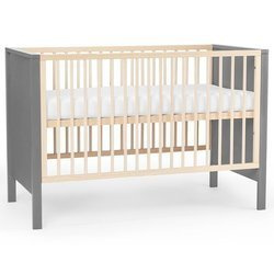 Kinderkraft Mia 2w1 - Łóżeczko dziecięce + Materac Grey