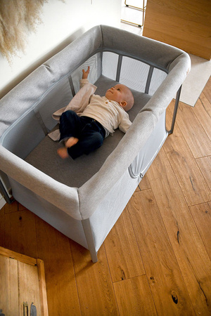 Beaba Łóżeczko turystyczne dwupoziomowe z funkcją kojca 3w1 Eazy sleep Heather grey / Pebble
