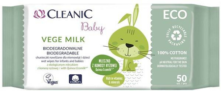 Chusteczki Nawilżane Dla Niemowląt I Dzieci Cleanic Baby Vege Milk Eco 50 szt