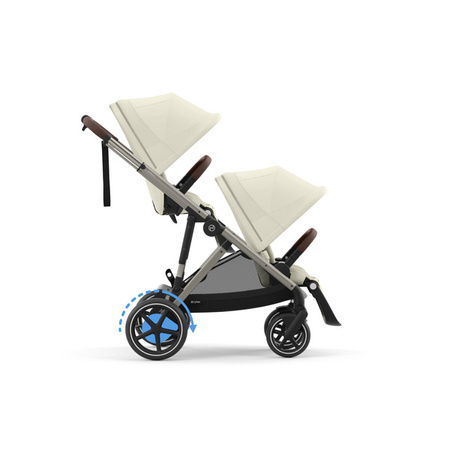Cybex E-Gazelle S Wspomagany Wózek Spacerowy Bliźniaczy Seashell Beige