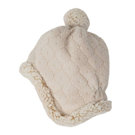 Lodger Fleece Dwuwarstwowa Zimowa Czapeczka z Polaru 1-2 lata Jasnobeżowa Birch