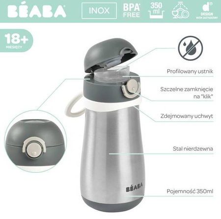 Beaba Bidon Termiczny Termobutelka 350 ml Mineral Grey