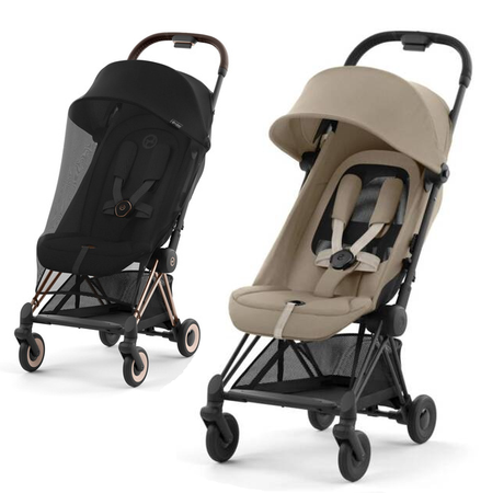 Cybex Coya Wózek Spacerowy Rama Matt Black Cozy Beige + Cybex Coya Moskitiera Black	