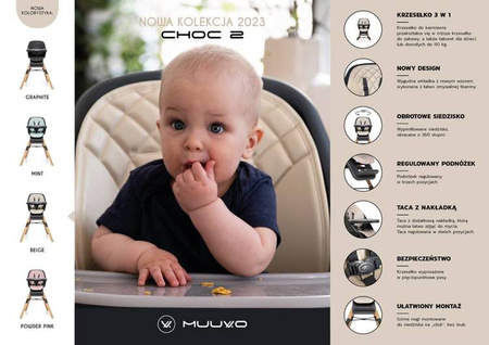 Muuvo Choc 2 Krzesełko Do Karmienia Mint