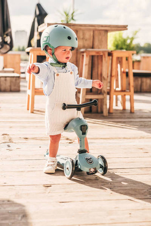 Scootandride Highwaykick 1 Jeździk i Hulajnoga 2w1 1-5 Lat + Scootandride Kask Dla Dzieci S-M Steel