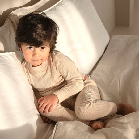 Lodger dwuczęściowa piżamka bawełniana beżowa Ciumbelle Ivory r. 86