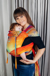 LennyLamb Nosidełko Dla Dzieci Wrap-Tai Toddler, Bawełna, Splot Żakardowy, Z Kapturkiem, Tęczowy Lotos