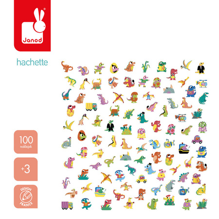 Janod Naklejki 100 szt. Dinozaury 3+