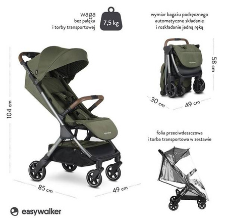 Easywalker Jackey Kompaktowy Wózek Spacerowy z Torbą Transportową Emerald Editon