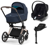 Cybex Priam 4.0 Wózek Głęboki Eco Dark Navy + Cybex Aton B2 i-Size Fotelik Samochodowy 0-13kg + Baza One Volcano Black