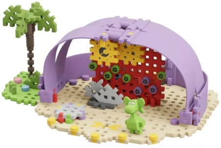 Klocki konstrukcyjne Marioinex Mini Waffle Smok Diplodok i Scena Konkursu Czarodzejów 148 szt