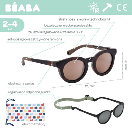 Beaba Okulary przeciwsłoneczne dla dzieci 2-4 lata Happy - Dark tortoise