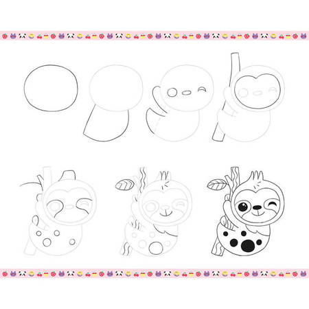 Janod Zestaw kreatywny Rysowanie krok po kroku Modele kawaii 20 rysunków 7+