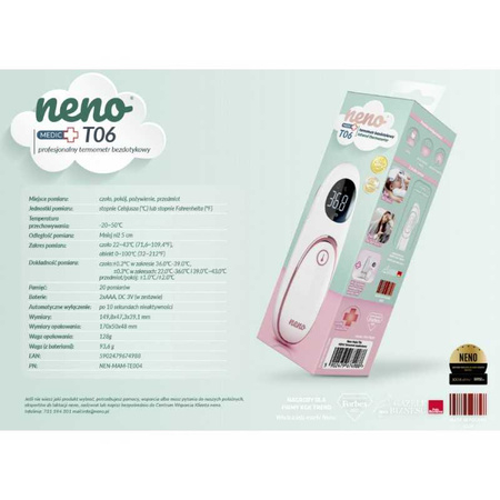 Neno Medic T06 Profesjonalny Termometr Bezdotykowy