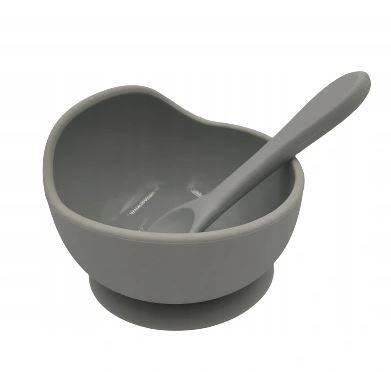 Baby in World Miska Silikonowa Z Przyssawką I Łyżeczką  Grey