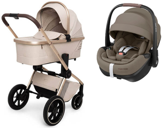 Muuvo Quick Boho Wózek Głęboko-Spacerowy + Maxi-Cosi Pebble 360 Pro2 Fotelik Samochodowy