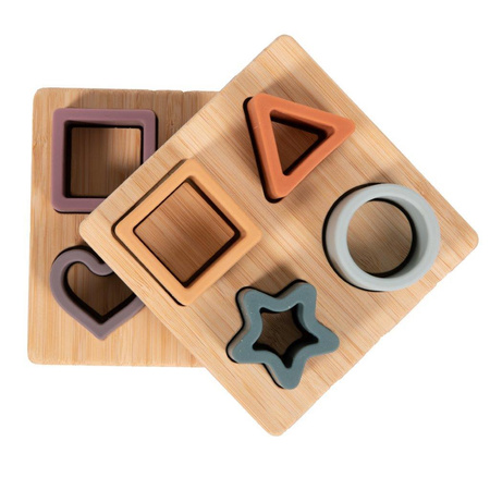 Bo Jungle Sorter układanka silikon i bambus PINK serce