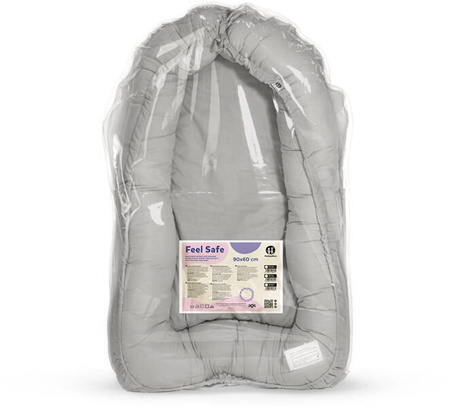 PETITE&MARS Bawełniany Kokon Niemowlęcy Feel Safe 90 x 60 cm Light Grey