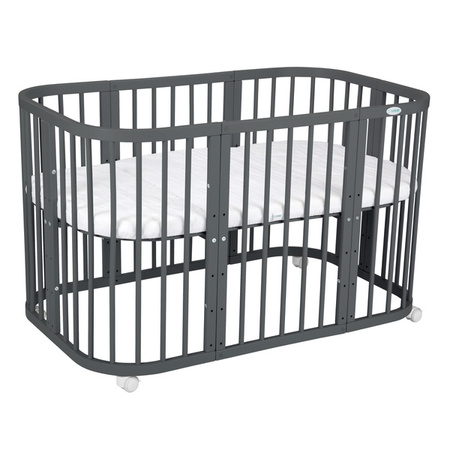 [OUTLET] Waldin Łóżeczko Dziecięce 7w1 z Materacem Grafit