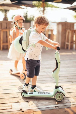 Scootandride Highwaykick 1 Jeździk i Hulajnoga 2w1 1-5 Lat + Scootandride Kask Dla Dzieci S-M Kiwi
