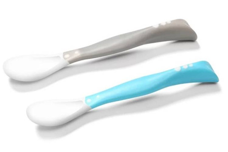 Babyono 1066/01 Łyżeczki Plastikowe Dla Niemowląt 2 szt Niebiesko-Szare 