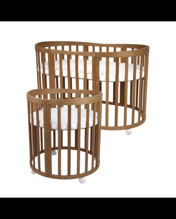 [OUTLET] Waldin Łóżeczko Dziecięce Owalne 7w1 z Materacem Vintage