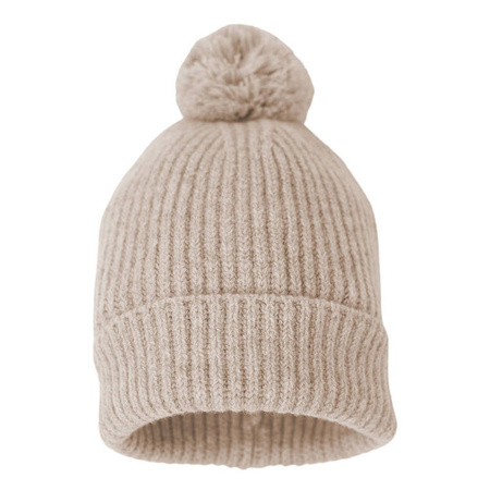 Lodger Czapeczka z wełny merino 100% beżowa Beige 1-2 lata