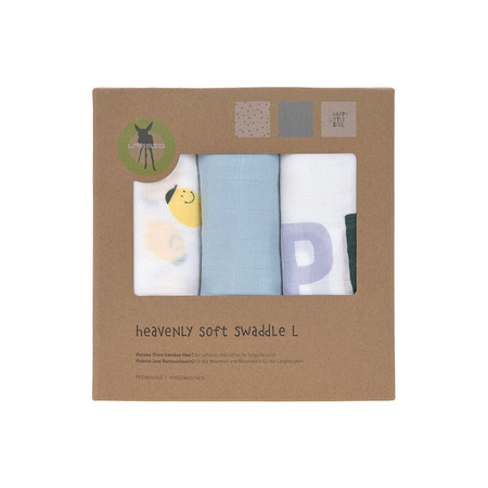 Lassig Bambusowa pieluszka otulacz Zestaw 3 szt. 80x80cm Happy Fruits lemon