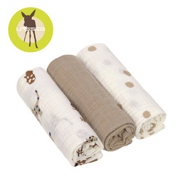 Lassig Muślinowa pieluszka otulacz z biobawełny Zestaw 3 szt. 85x85cm Little Mateys royal blue