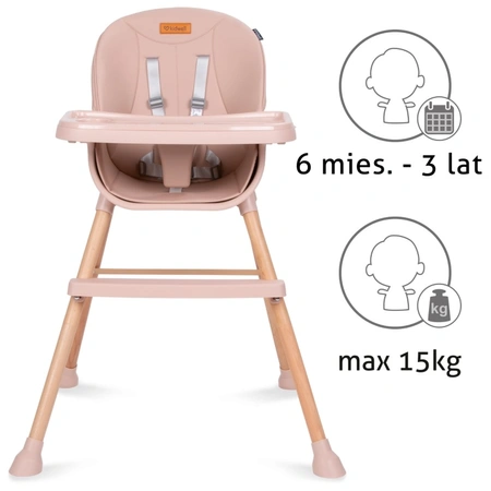 Kidwell Eatan Wood Krzesełko do Karmienia 4w1 Pink