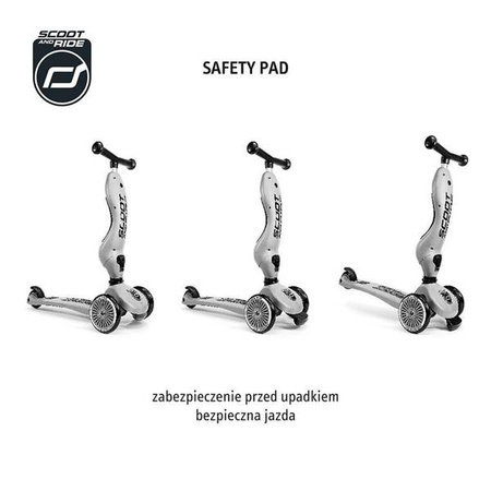 Scootandride Highwaykick 1 Jeździk i Hulajnoga 2w1 1-5 lat + Scootandride Kask Dla Dzieci S-M Ash