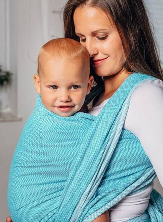 LennyLamb Moja Druga Chusta Do Noszenia Dzieci, Tkana Splotem Jodełkowym  M Mała Jodełka Turkusowy