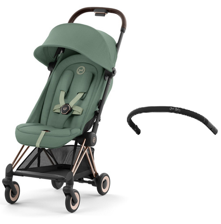 Cybex Coya Wózek Spacerowy Rama Rosegold Leaf Green + Pałąk do Wózka