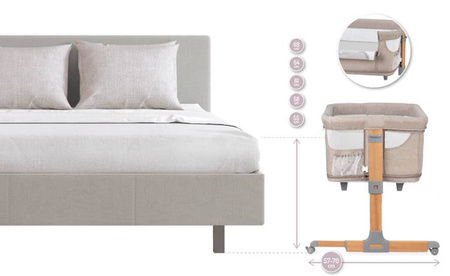 MoMi Smart Bed Łóżeczko Dostawne Kojec 4w1 Grey