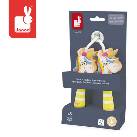 Janod Skakanka z drewnianymi rączkami Jednorożec Applepop 3+