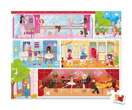 Janod Puzzle w walizce Akademia tańca 100 elementów 6+ Made in France
