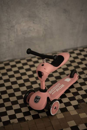 Scootandride Highwaykick 1 Jeździk i Hulajnoga 2w1 1-5 lat + Scootandride Kask Dla Dzieci S-M Rose
