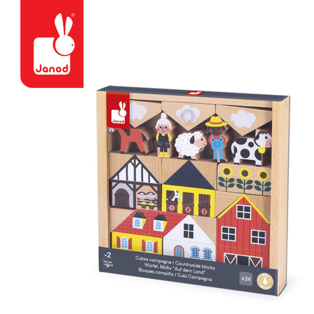 Janod Zestaw klocków i figurek 34 el. Wieś Cross Roads 2+