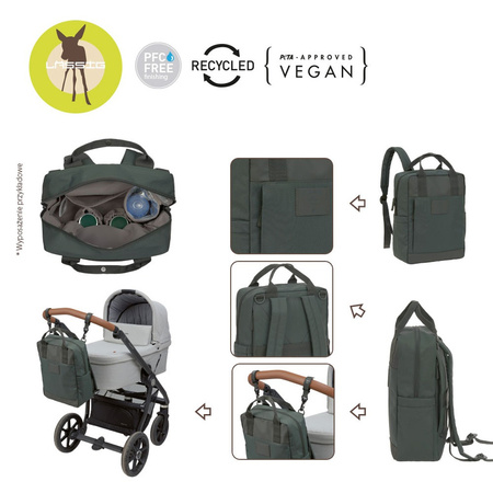 Lassig Green Label Plecak dla mam kwadratowy z akcesoriami Vividal Backpack dark olive
