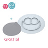 EZPZ Silikonowy talerzyk z podkładką mały 2w1 Mini Mat pastelowa szarość + pokrywka GRATIS szara