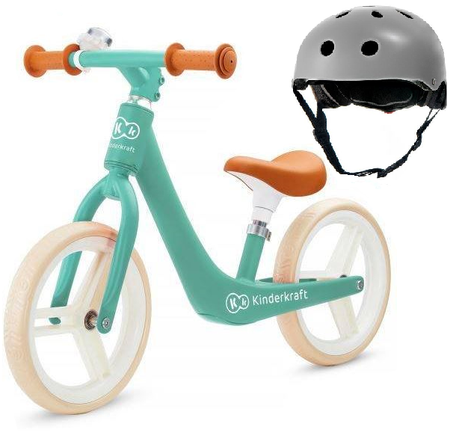 Kinderkraft Fly Plus Rowerek Biegowy Green + Kinderkraft Safety Kask