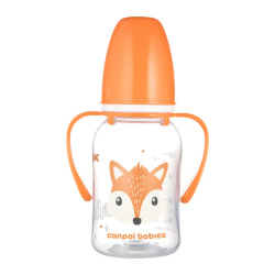 Canpol babies Butelka standardowa z uchwytami 120ml CUTE ANIMALS pom.
