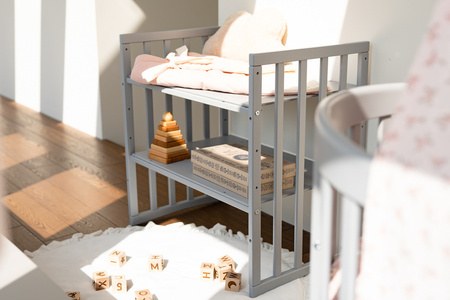 [OUTLET] Waldin Łóżeczko Dziecięce Owalne 7w1 z Materacem Szare