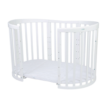 [OUTLET] Waldin Łóżeczko Dziecięce Owalne 7w1 z Materacem Białe