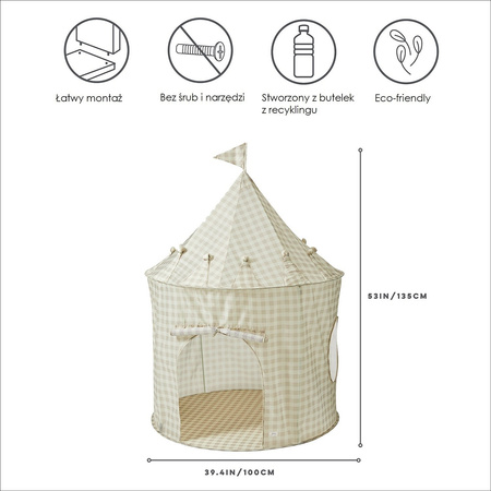 3 Sprouts Namiot Dla Dzieci Gingham Beige