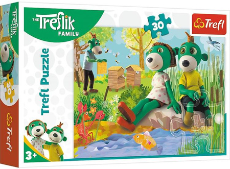 Trefl Puzzle 30 el. Trefliki nad stawem. Rodzina Treflików