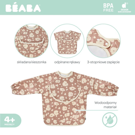 Beaba Śliniak 2w1 z odpinanym długim rękawem Savannah bloom
