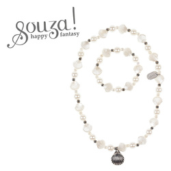 Souza! Zestaw naszyjnik i bransoletka muszelki białe Famke