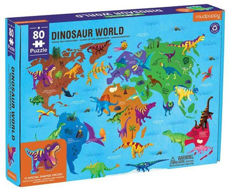 Mudpuppy Puzzle Świat Dinozaurów Z Elementami W Kształcie Dinozaurów 80 Elementów 5+